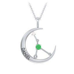 Engravable Cancer Constellation Necklace With Gemstone