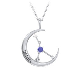 Engravable Cancer Constellation Necklace With Gemstone
