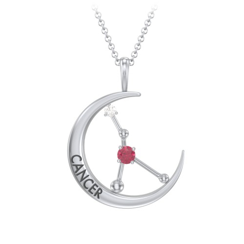 Engravable Cancer Constellation Necklace With Gemstone