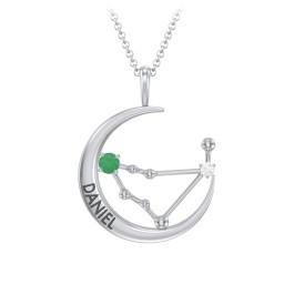 Engravable Capricorn Constellation Necklace With Gemstone