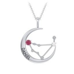 Engravable Capricorn Constellation Necklace With Gemstone