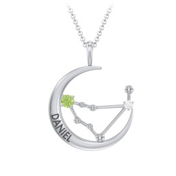 Engravable Capricorn Constellation Necklace With Gemstone