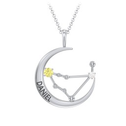 Engravable Capricorn Constellation Necklace With Gemstone