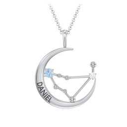 Engravable Capricorn Constellation Necklace With Gemstone