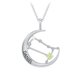 Engravable Gemini Constellation Necklace With Gemstone