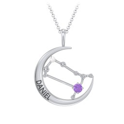 Engravable Gemini Constellation Necklace With Gemstone