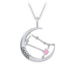 Engravable Gemini Constellation Necklace With Gemstone