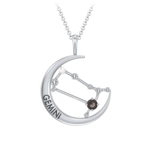 Engravable Gemini Constellation Necklace With Gemstone