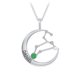 Engravable Leo Constellation Necklace With Gemstone
