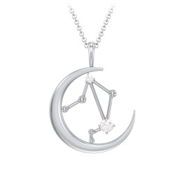 Engravable Libra Constellation Necklace With Gemstone