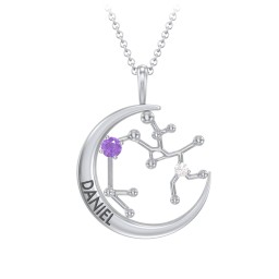 Engravable Sagittarius Constellation Necklace With Gemstone