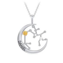 Engravable Sagittarius Constellation Necklace With Gemstone