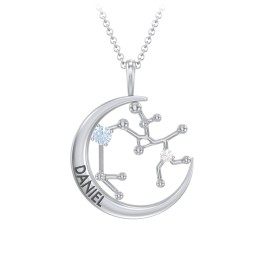 Engravable Sagittarius Constellation Necklace With Gemstone
