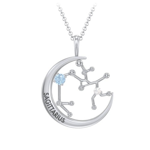 Engravable Sagittarius Constellation Necklace With Gemstone