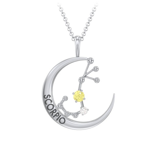 Engravable Scorpio Constellation Necklace With Gemstone