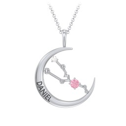 Engravable Taurus Constellation Necklace With Gemstone