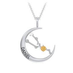 Engravable Taurus Constellation Necklace With Gemstone