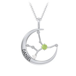 Engravable Virgo Constellation Necklace With Gemstone