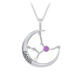 Engravable Virgo Constellation Necklace With Gemstone