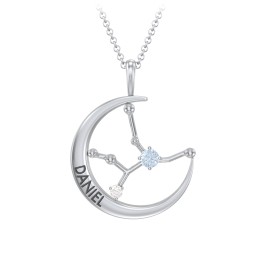 Engravable Virgo Constellation Necklace With Gemstone