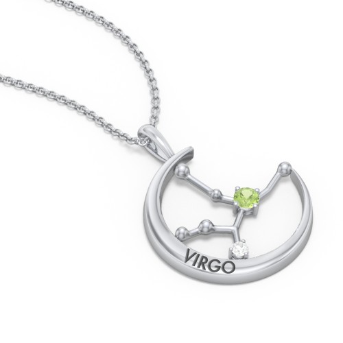Engravable Virgo Constellation Necklace With Gemstone
