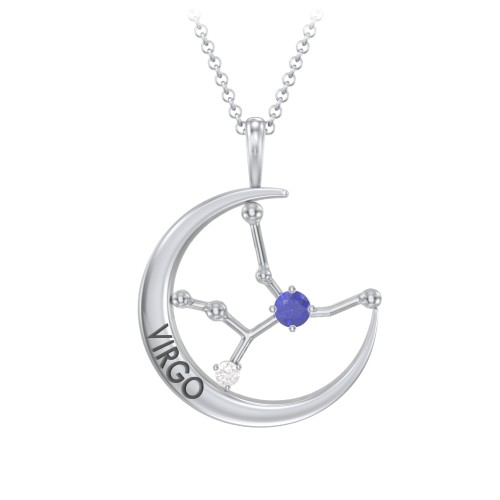 Engravable Virgo Constellation Necklace With Gemstone