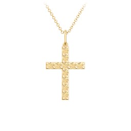 Medium Gemstone Cross Pendant in 18K Gold Plated Silver with Citrine