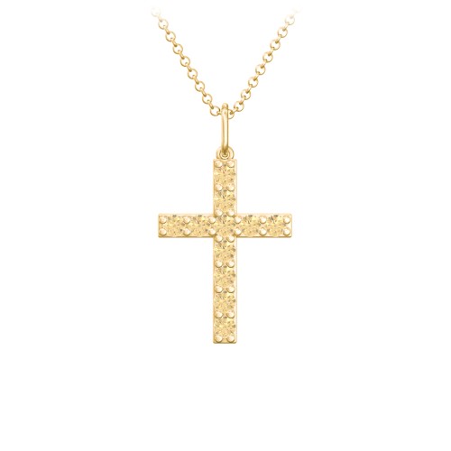 Medium Gemstone Cross Pendant – 18K Gold Plated Silver with Citrine