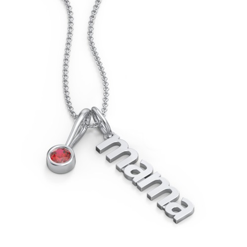 Modern Mama Necklace with Birthstone Charm – Sterling Silver with Garnet