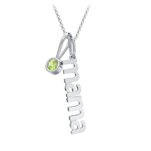 Modern Mama Necklace with Birthstone Charm – Sterling Silver with Peridot