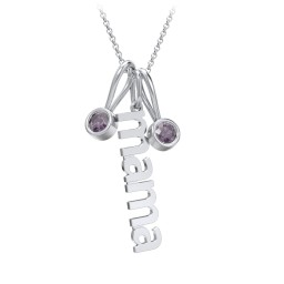 Modern Mama Necklace with 2 Birthstone Charms