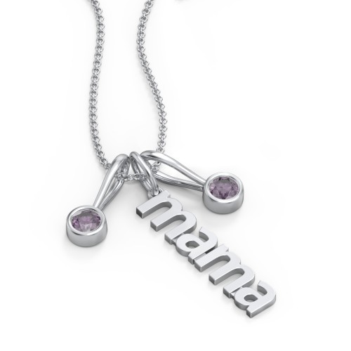 Modern Mama Necklace with 2 Birthstone Charms