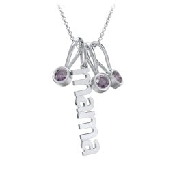 Modern Mama Necklace with 3 Birthstone Charms