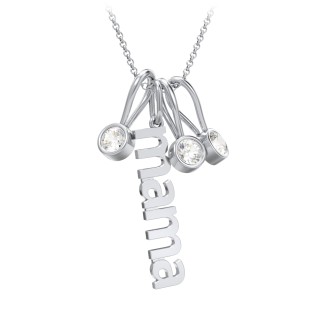 Modern Mama Necklace with 3 Birthstone Charms