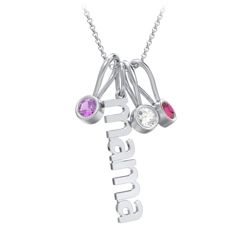 Modern Mama Necklace with 3 Birthstone Charms