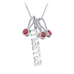 Modern Mama Necklace with 3 Birthstone Charms in 925 Sterling Silver with Garnet