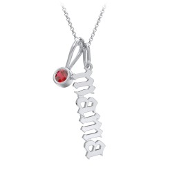Gothic Mama Necklace with Birthstone Charm in 925 Sterling Silver with Garnet