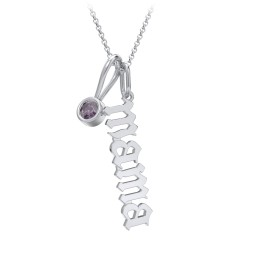 Gothic Mama Necklace with Birthstone Charm in 925 Sterling Silver with Alexandrite