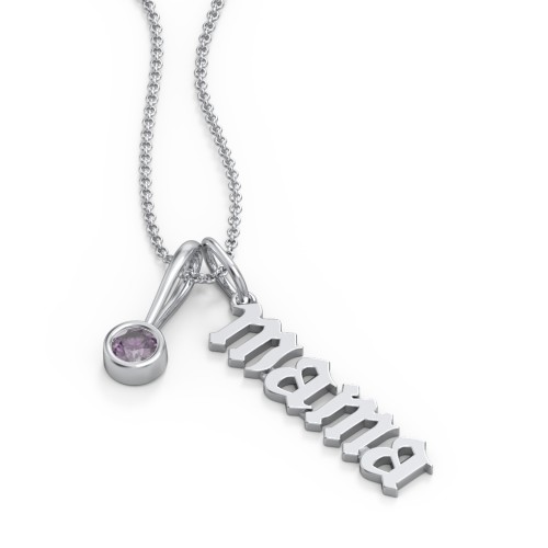 Gothic Mama Necklace with Birthstone Charm – Sterling Silver with Alexandrite