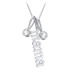 Gothic Mama Necklace with 2 Birthstone Charms