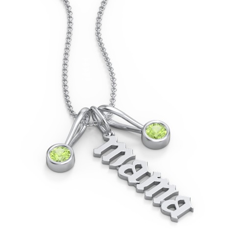Gothic Mama Necklace with 2 Birthstone Charms