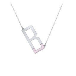Asymmetrical Initial Necklace with Accent Stones - B