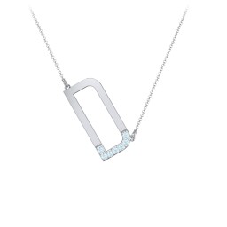 Asymmetrical Initial Necklace with Accent Stones - D