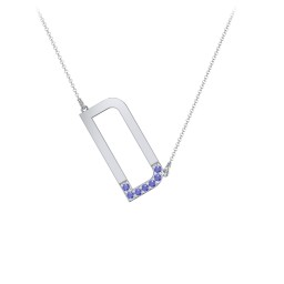 Asymmetrical Initial Necklace with Accent Stones - D