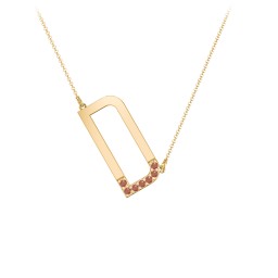 Asymmetrical Initial Necklace with Accent Stones - D in 18K Gold Plated Silver with Garnet