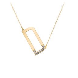 Asymmetrical Initial Necklace with Accent Stones - D in 18K Gold Plated Silver with Smokey Quartz