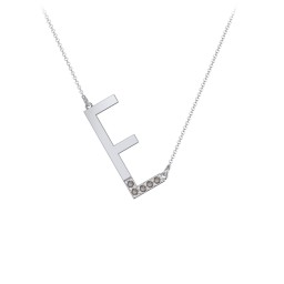 Asymmetrical Initial Necklace with Accent Stones - E