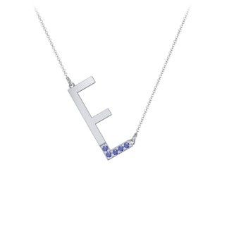 Asymmetrical Initial Necklace with Accent Stones - E