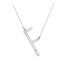 Asymmetrical Initial Necklace with Accent Stones - F