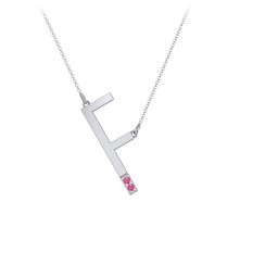 Asymmetrical Initial Necklace with Accent Stones - F